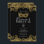 Invitation Black & Gold Lace Masquerade Sweet 16 Party<br><div class="desc">Personnaliser pour tout événement</div>