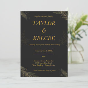 Invitation Black Gold Luxury Mariage PERSONNALISABLE