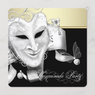 Invitation Black Gold Masquerade