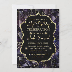 Invitation Black & Gold Midnight Crystal Galaxy 21e anniversa