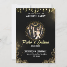 Black Gold Modern Wedding Party