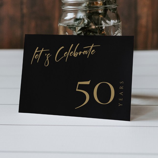 Invitation Black & Gold moderne : 50e anniversaire personnali (Modern Black & Gold: Personalized 50th Anniversary Invitation)