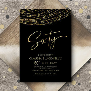 Invitation Black Gold moderne 60e anniversaire