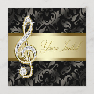 Invitation Black Gold Music Treble Clef Considérant