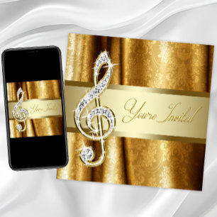 Invitation Black Gold Music Treble Clef Considérant Invitatio