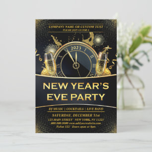 Invitation Black Gold New Years Eve