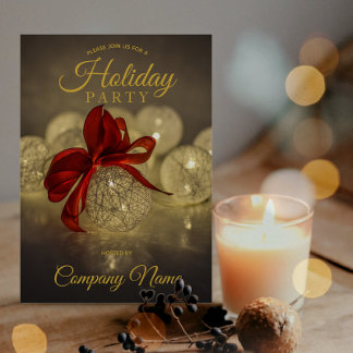 Invitation Black Gold Orament Corporate Holiday Party