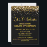 Invitation Black & Gold Parties scintillant 50e anniversaire<br><div class="desc">Black and Gold Parties scintillant Invitation,  50e invitation de fête d'anniversaire Cinquante,  Fêtons digitale Any Age,  Téléchargement instantané Cinquante-cinquième,  Personnalisé 50e 60e Cinquantième,  Elégant Jalon modèle Golden Glam,  Personnalisé 50 60 Confetti personnalisé,  Calligraphie adulte Moderne Écriture stylish,  Chic trendy simple elle,  Bling 55e 65e 45e célébration</div>