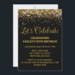 Invitation Black & Gold Parties scintillant 50e anniversaire<br><div class="desc">Black and Gold Parties scintillant Invitation,  50e invitation de fête d'anniversaire Cinquante,  Fêtons digitale Any Age,  Téléchargement instantané Cinquante-cinquième,  Personnalisé 50e 60e Cinquantième,  Elégant Jalon modèle Golden Glam,  Personnalisé 50 60 Confetti personnalisé,  Calligraphie adulte Moderne Écriture stylish,  Chic trendy simple elle,  Bling 55e 65e 45e célébration</div>