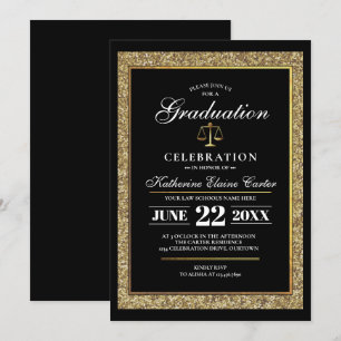 Invitation Black Gold Parties scintillant Law School Graduati