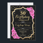 Invitation Black Gold Pink 30e anniversaire<br><div class="desc">Black Gold Rose 30e anniversaire Invitation de fête. Design élégant en or noir et rose. Il présente une police de script élégante, des roses roses roses, de l'or de parties scintillant faux et des confettis. Parfait pour une fête d'anniversaire glam. Personnalisez avec vos propres détails. Peut être customisé pour n'importe...</div>