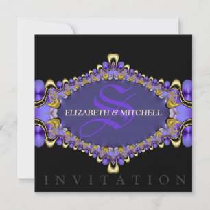 Invitation Black Gold Purple dentelle gothique Mariage médiév