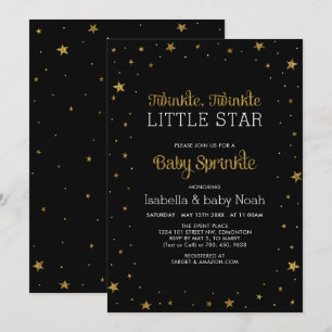 Invitation Black & Gold   Scintille Petite Étoile Baby Sprink