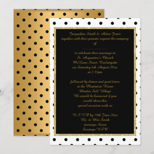 Invitation Black Gold Spot élégante papeterie de mariage Or