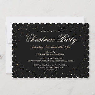 Invitation Black Gold Starry Fête de Noël