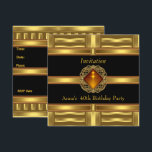 Invitation Black Gold sur Gold 40th Birthday Party<br><div class="desc">Invitation Black Gold 40th Birthday 30th 50th 60th 70th 80th All Occasions Event Party Print Party anniversaire invitations fiançailles mariage</div>