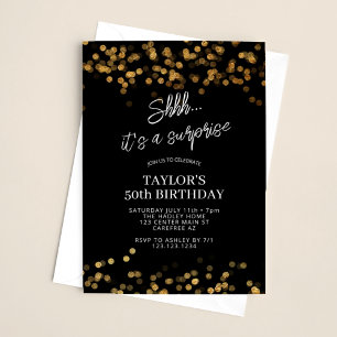 Invitation Black Gold Surprise 50e anniversaire
