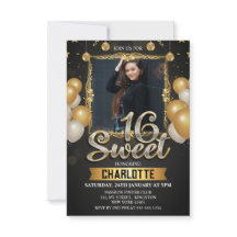 Black & Gold Sweet 16 Parties scintillant photo Ba