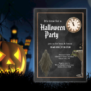 Invitation Black Gold Time Pour les Fantômes et l'Alcool Soir