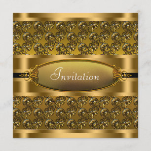 Invitation Black Gold tourne Toutes Les Occasions Fête Invita