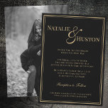 Invitation Black Gold Victorian Personnalisé Mariage Élégant<br><div class="desc">Faites-vous plaisir avec notre Mariage Personnalisé Black Gold Victorian Invitation Élégante pour célébrer votre mariage. Mélangeant simplicité et raffinement, cette invitation dégage une élégance intemporelle, ce qui en fait un lieu de séjour idéal pour les couples à la recherche de charme raffiné pour leur journée spéciale. Dotée d'un décor noir...</div>