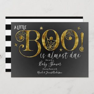 Invitation Black Gold White BOO Élégant Baby shower