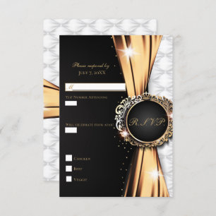 Invitation Black Gold & White Elegant Mariage de luxe RSVP