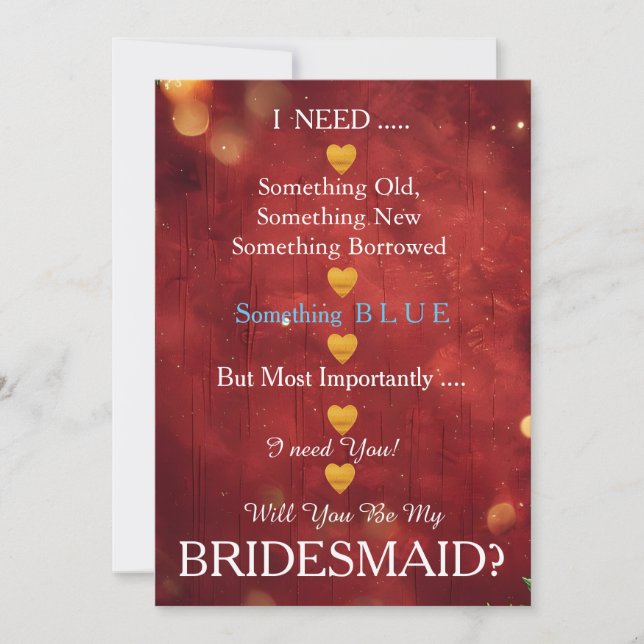 Invitation Black & Gold with Heart Will You Be my Bridesmaid (Devant)