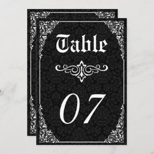 Invitation Black Gothic Victorian Mariage damassé Numéro de t