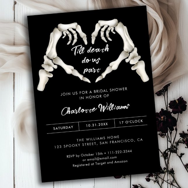 Invitation Black Gothique Love Halloween Fête des mariées (Créateur téléchargé)