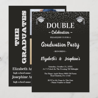 Invitation Black Gray joint Celebration Graduation 2 photos