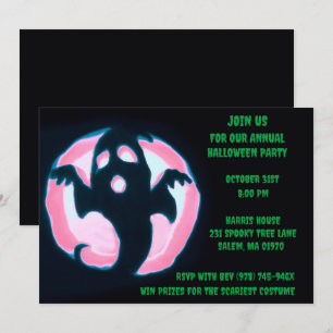 Invitation Black Green Ghost Éffrayant Halloween Ghomajorité