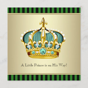 Invitation Black Green Prince Bébé Garçon Douche