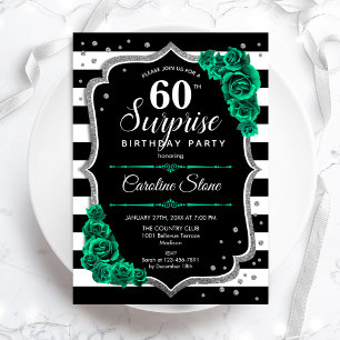 Invitation Black Green Silver Surprise 60e anniversaire