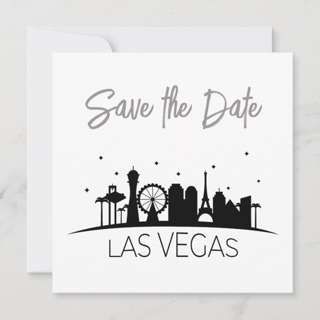 Invitation Black Grey Blanc Las Vegas Mariage Enregistrer La  (Devant)