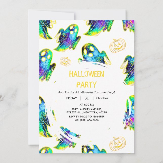 Invitation Black | Halloween Parties scintillant moderne Citr (Devant)