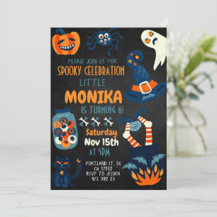 Invitation Black Halloween sorcière Cauldron Anniversaire