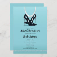 Black High Heels & Pearls Turquoise Bridal Brunch