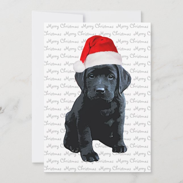 Invitation Black Lab Chien Père Noël Joyeux Noël Black Labrad (Devant)