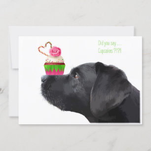 Invitation Black Lab Dog & Cupcake - fête d'anniversaire Amou