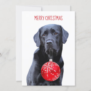 Invitation Black Lab Joyeux Noël - adorable chien du Labrador