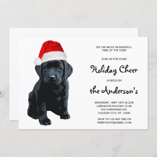 Invitation Black Labrador Père Noël Chien Joyeux Noël