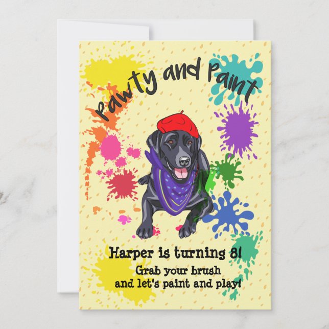 Invitation Black Labrador Retriever Art Birthday Party Invita (Devant)