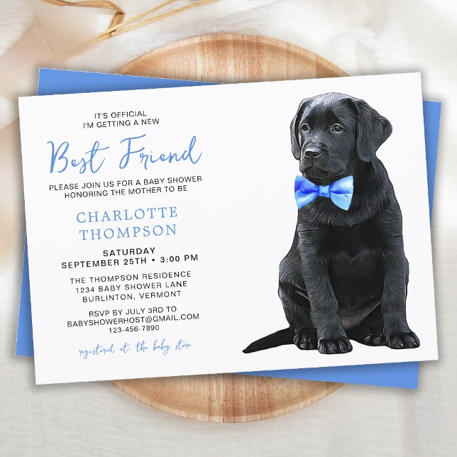 Invitation Black Labrador Retriever Baby shower mignon simple (Créateur téléchargé)