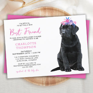 Invitation Black Labrador Retriever Baby shower simple mignon