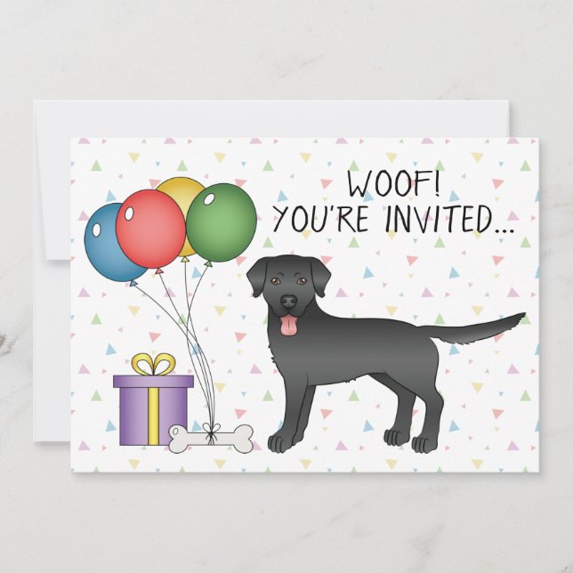 Invitation Black Labrador Retriever Dessin Chien - Anniversai (Devant)