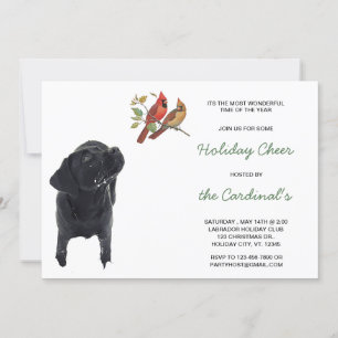 Invitation Black Labrador Retriever Holiday Cardinal Chien