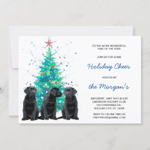 Invitation Black Labrador Retriever Holiday mignon chien chio