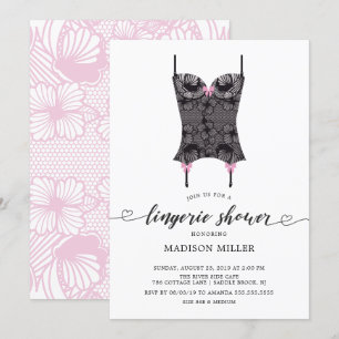 Invitation Black Lace Corset Bridal Lingerie Douche