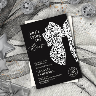 Invitation Black Lace Elle noue la Fête des mariées de noeud